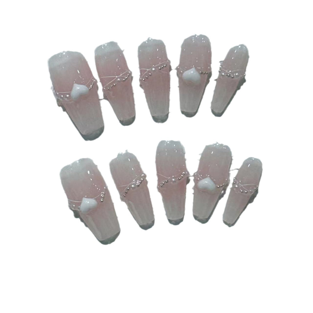 Elegant 3D Decorative Press-On Nail Set