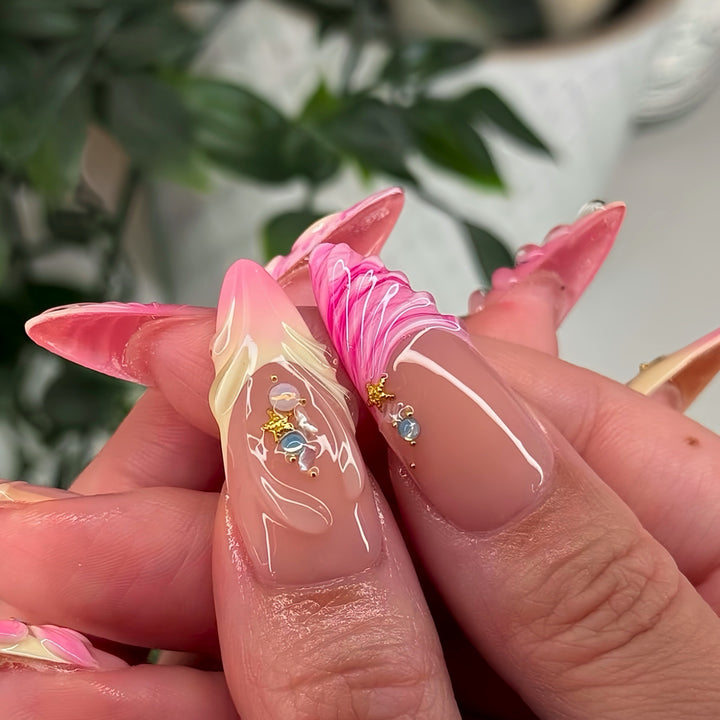 Artistic Floral 3D Nail Extensions Kalsten