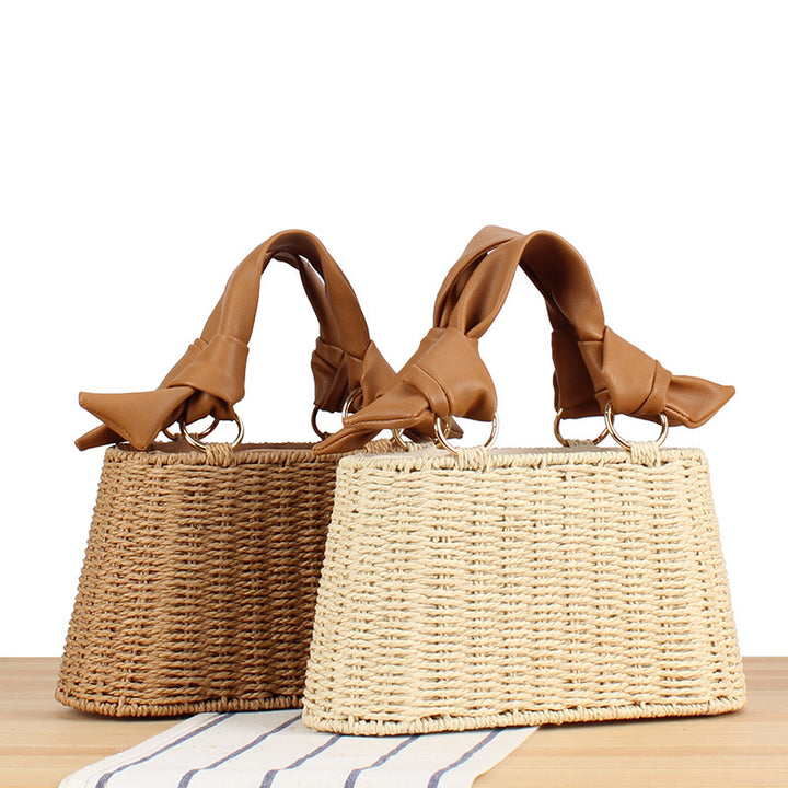 Basket bag with elegant fabric decoration Kalsten
