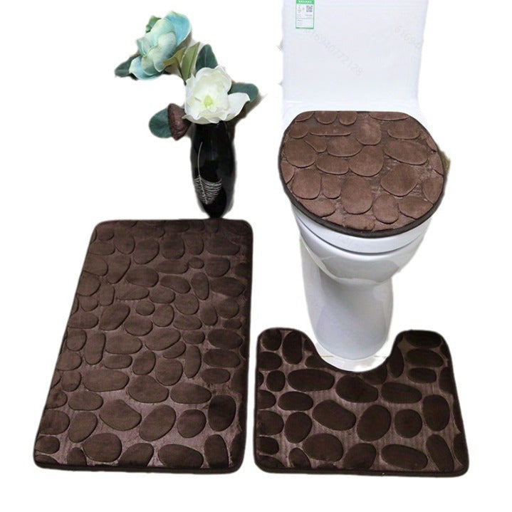 Textured Stone Pattern Bath Mat Set Kalsten