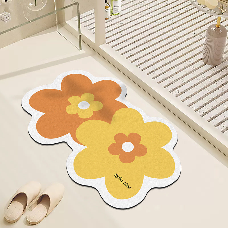 Floral Design Bath Mat for Bathroom