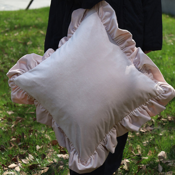 Square cushion cover made of extra-long plush faux fur with a relief wave texture Kalsten