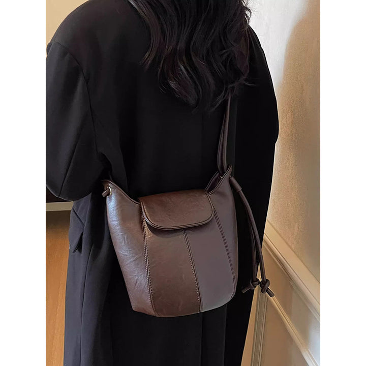 Contemporary Leather Drawstring Bucket Bag Kalsten