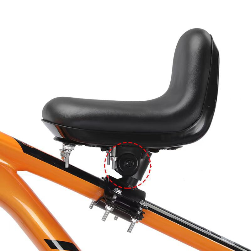 front-mounted child bike seat with adjustable footrests padded safety rails Kalsten