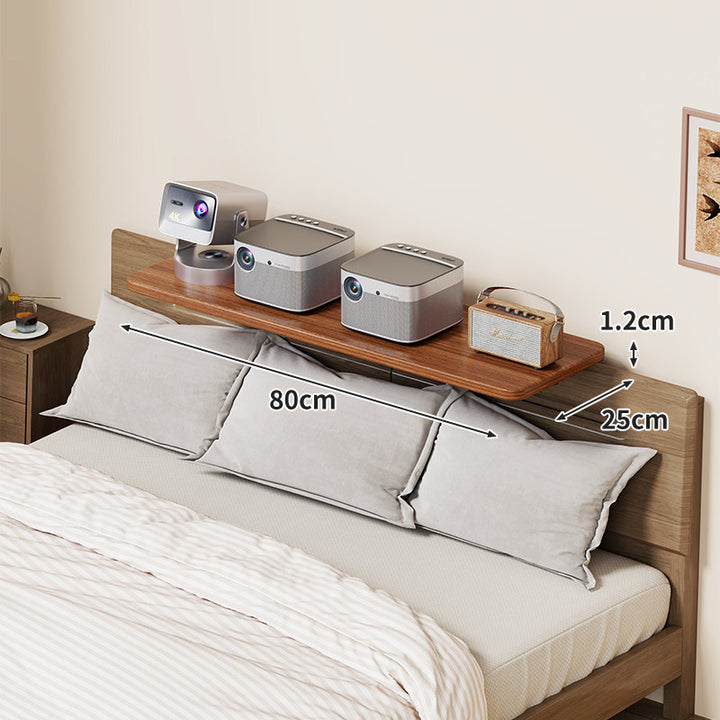 Wall-Mounted Slim Floating Headboard Shelf with Rounded Corners and Concealed Brackets