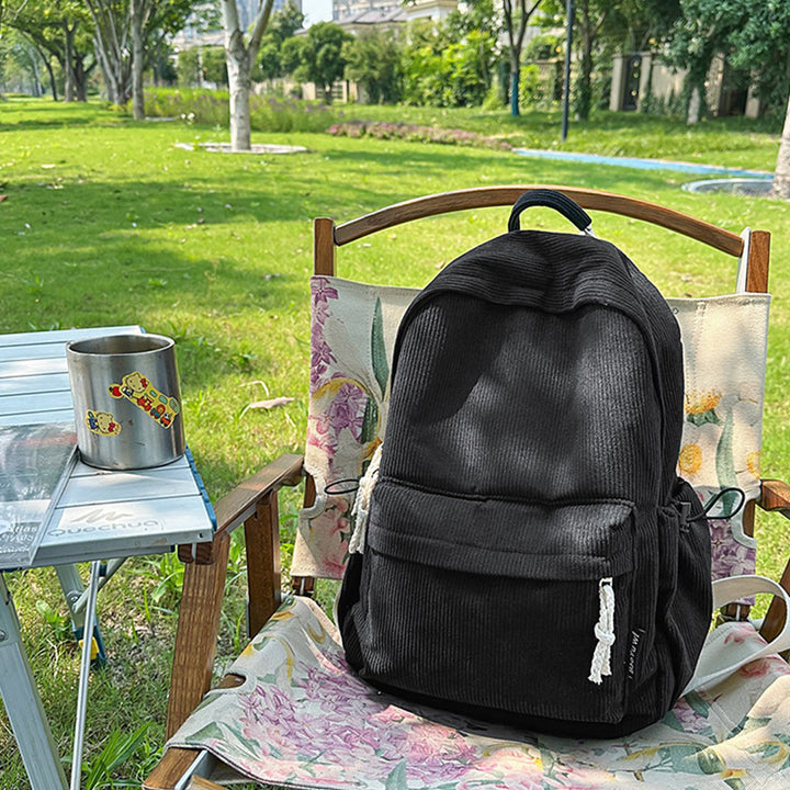 Corduroy Textured Casual Backpack Kalsten