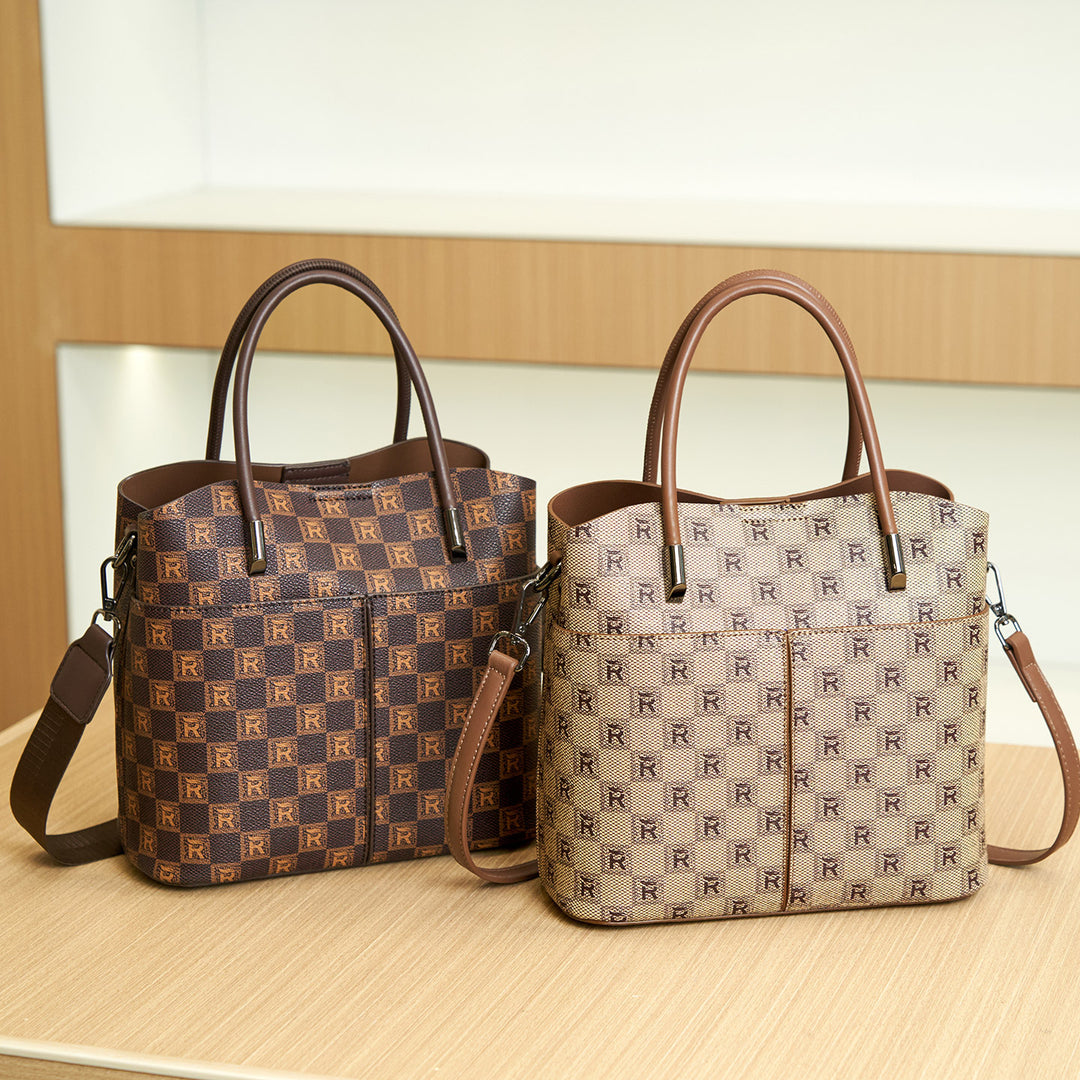 Designer Checkered Tote Handbag