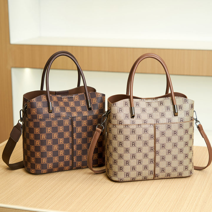 Designer Checkered Tote Handbag