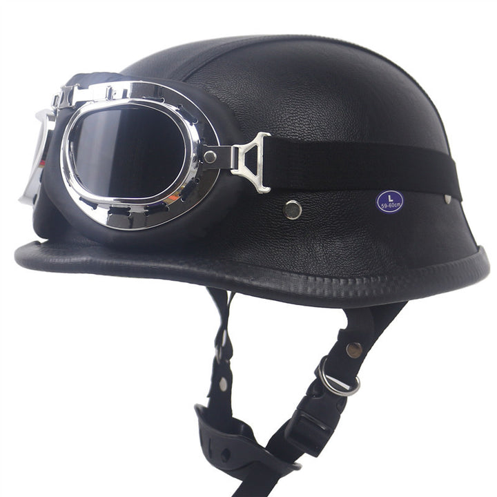 Vintage-Styled Motorcycle Helmet with Integrated Goggles Kalsten