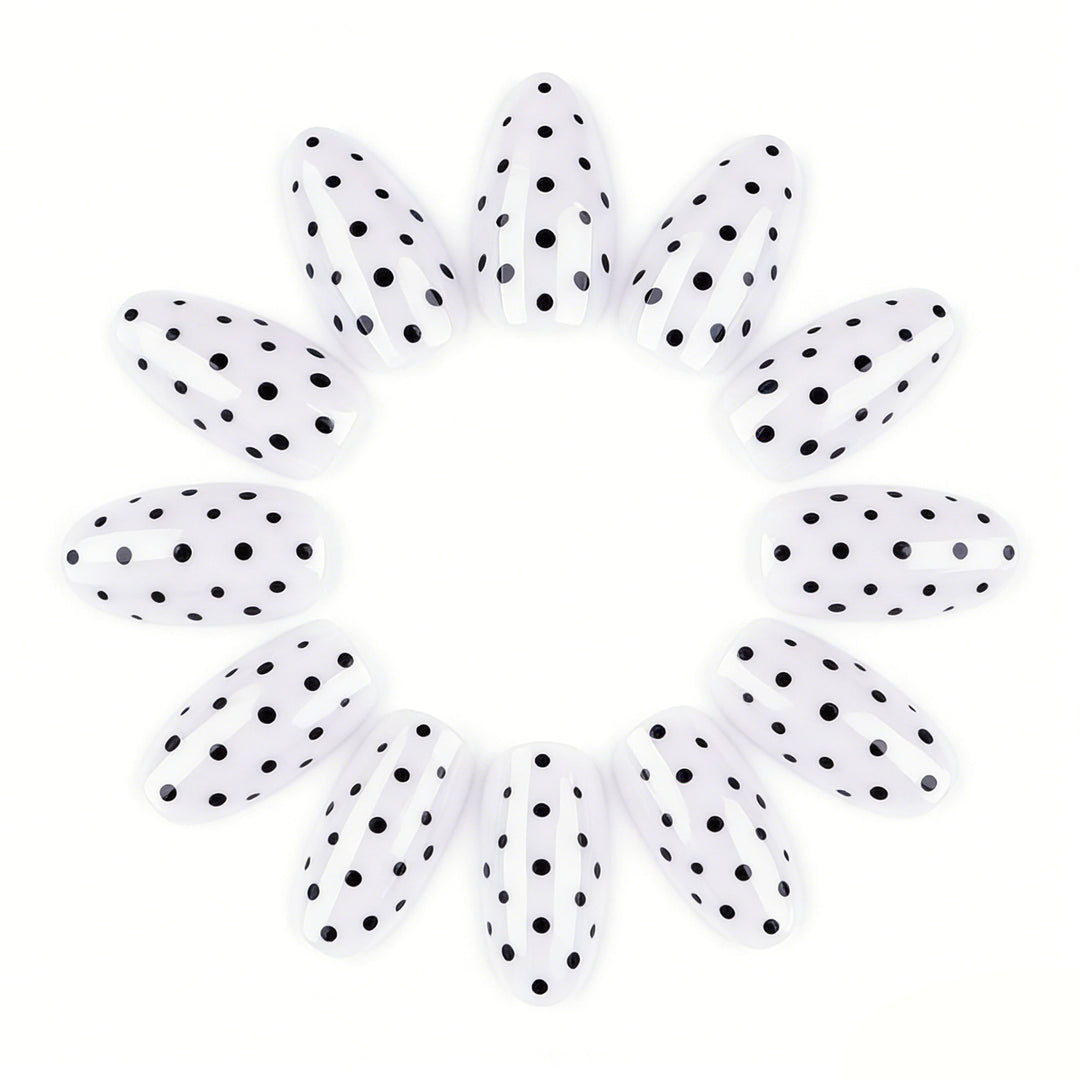 Elegant Polka Dot Press-On Nail Enhancements Kalsten