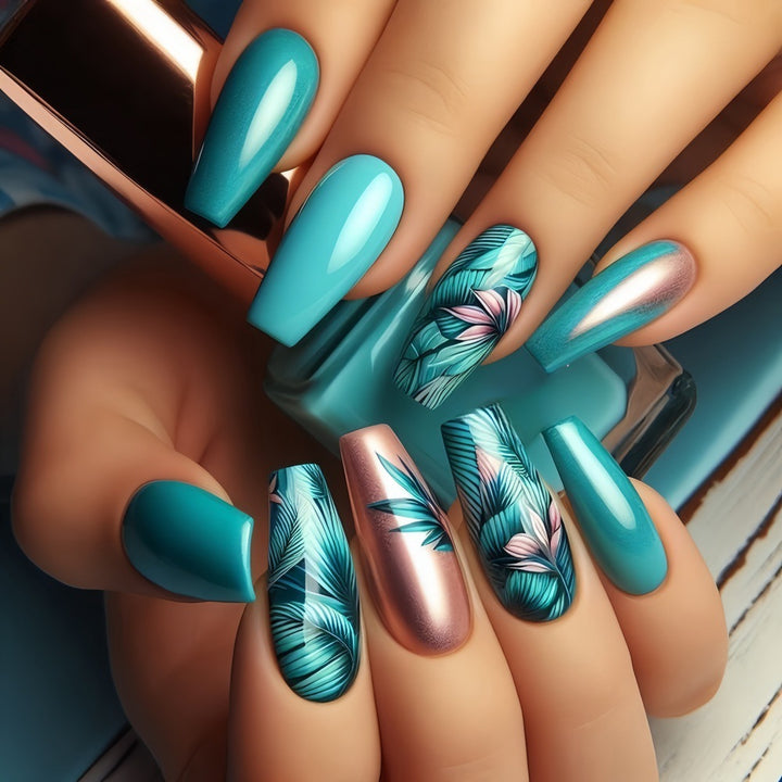 Artificial nails in exotic palm design Kalsten