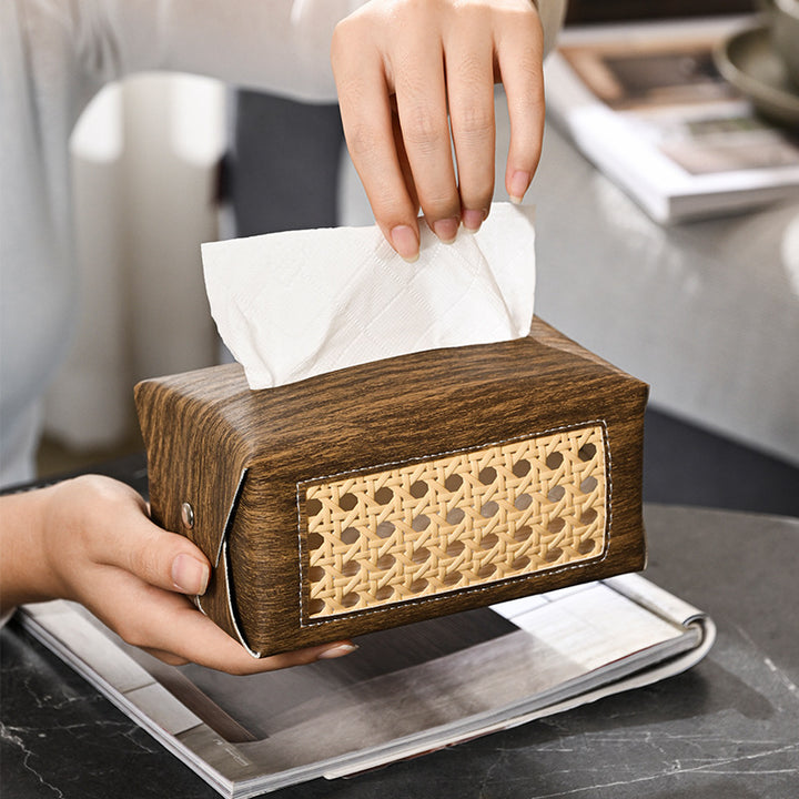 Decorative Rattan Patterned Tissue Box Holder Kalsten