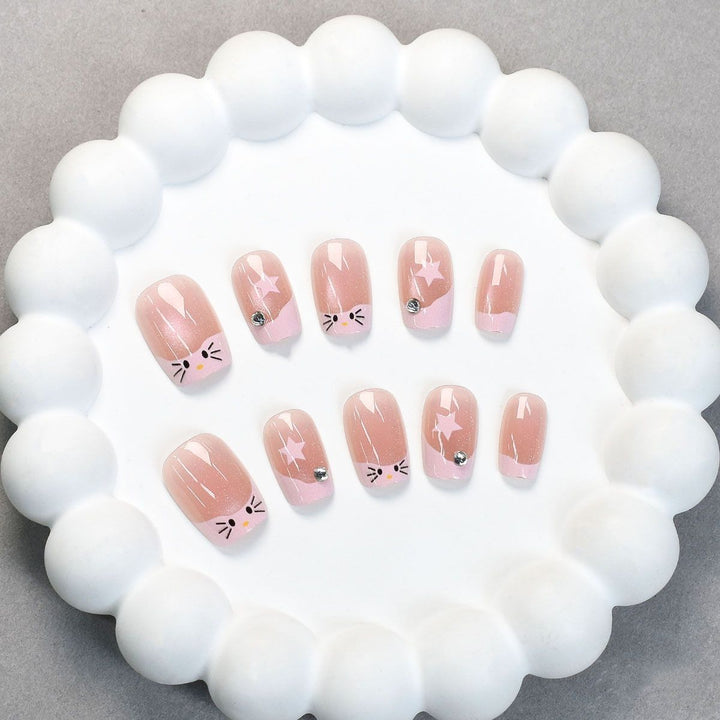 Cute Cat-Themed Press-On Nail Set Kalsten