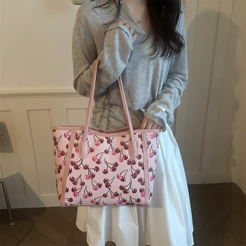 Cherry-Print Tote Bag
