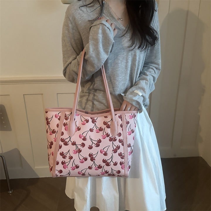 Cherry-Print Tote Bag