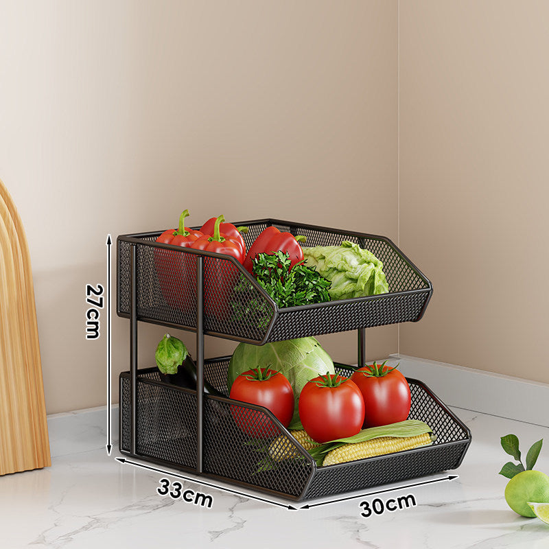 Triple-Tier Metal Mesh Countertop Produce and Pantry Organizer