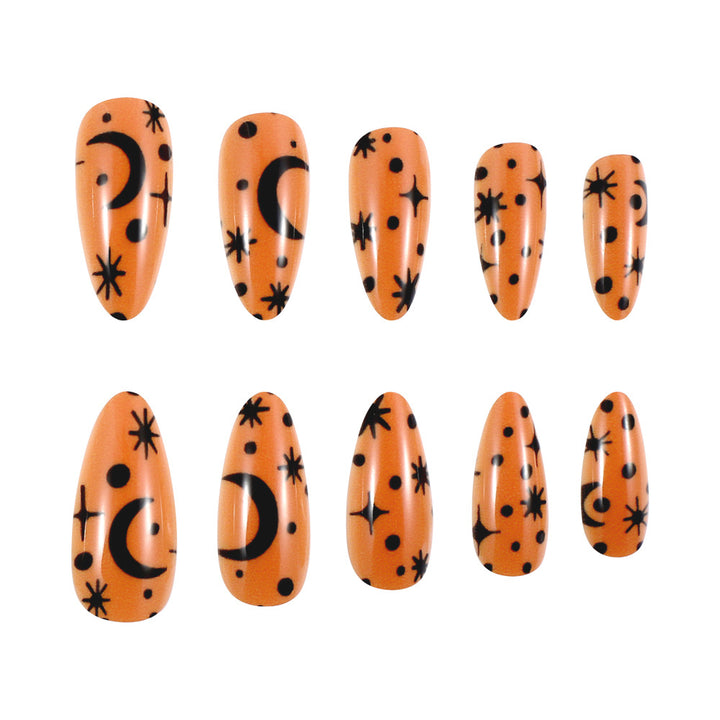 Artistic Press-On Nail Set with Cosmic Design Kalsten