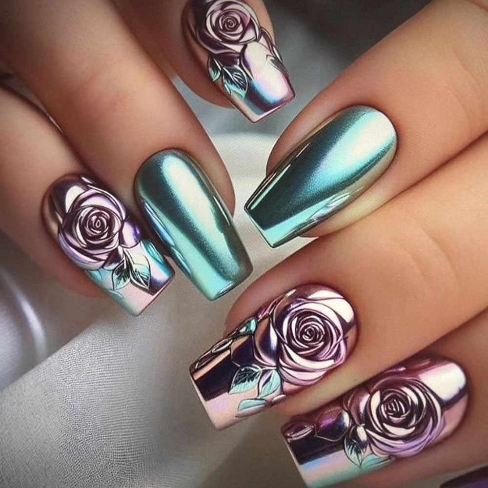 Artificial nails with elegant rose design Kalsten