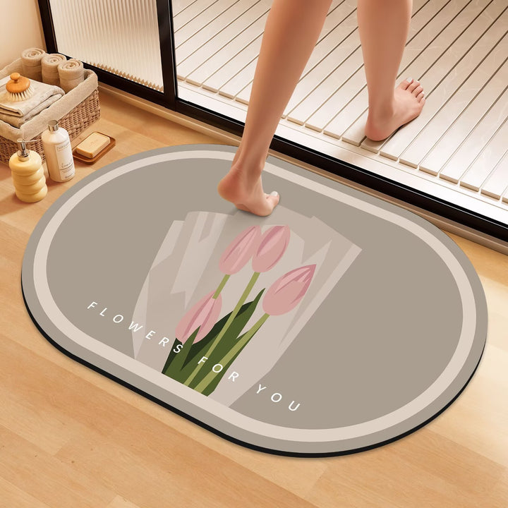 Artistic Floral Bath Mat Kalsten