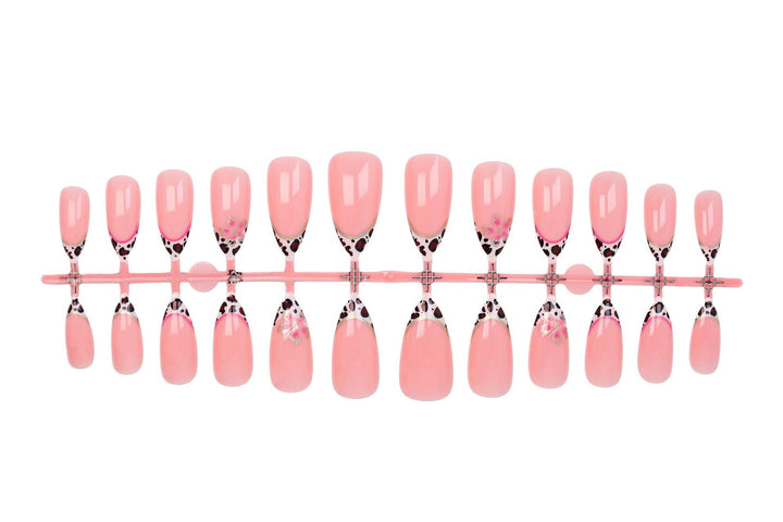 Artificial nail set with elegant flower and leopard pattern Kalsten