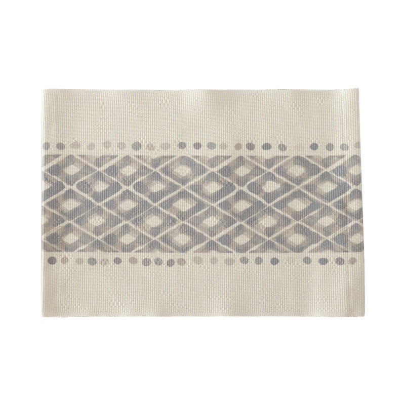 Woven rectangular table set made of cotton blend with central diamond band