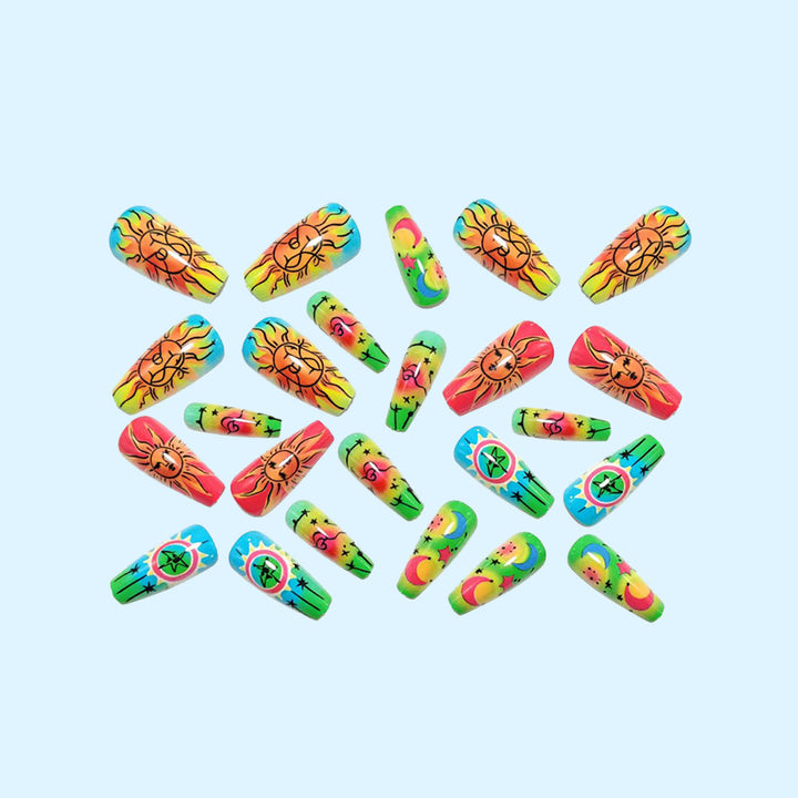 Creative neon-themed art nails with fantastic patterns Kalsten