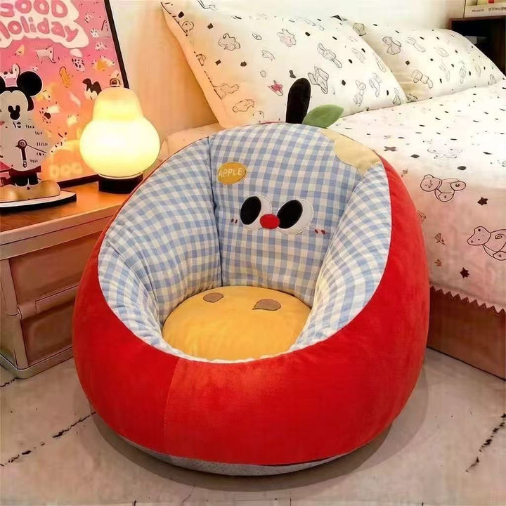 Soft baby chair with apple motif and ergonomic support cushion