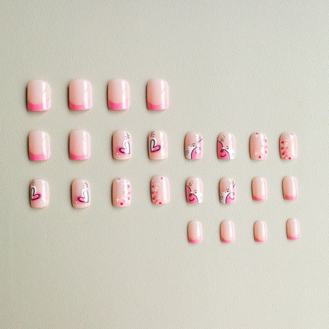 Artistic Nail Art Kit with Heart and Sparkle Designs