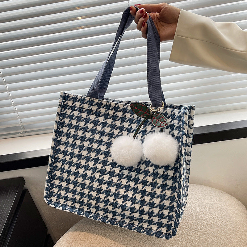 Charming Houndstooth Patterned Tote Bag