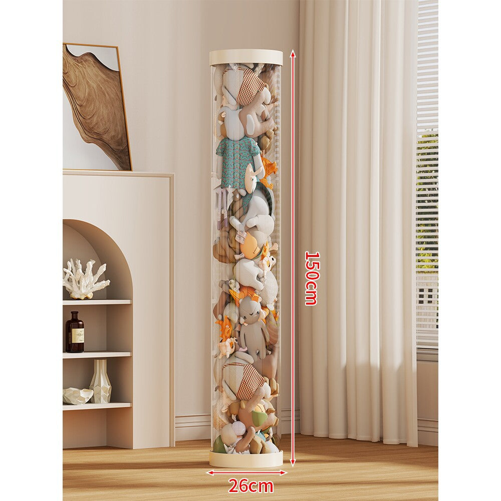 LED-lit Transparent Plush Toy Showcase Cylinder