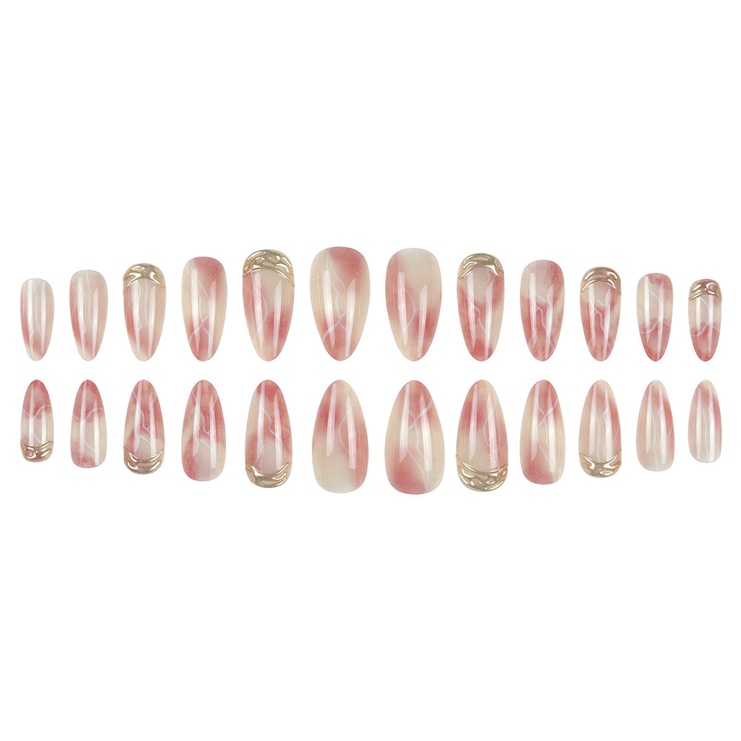 Elegant Stiletto Press-On Nail Set with Marble Design Kalsten