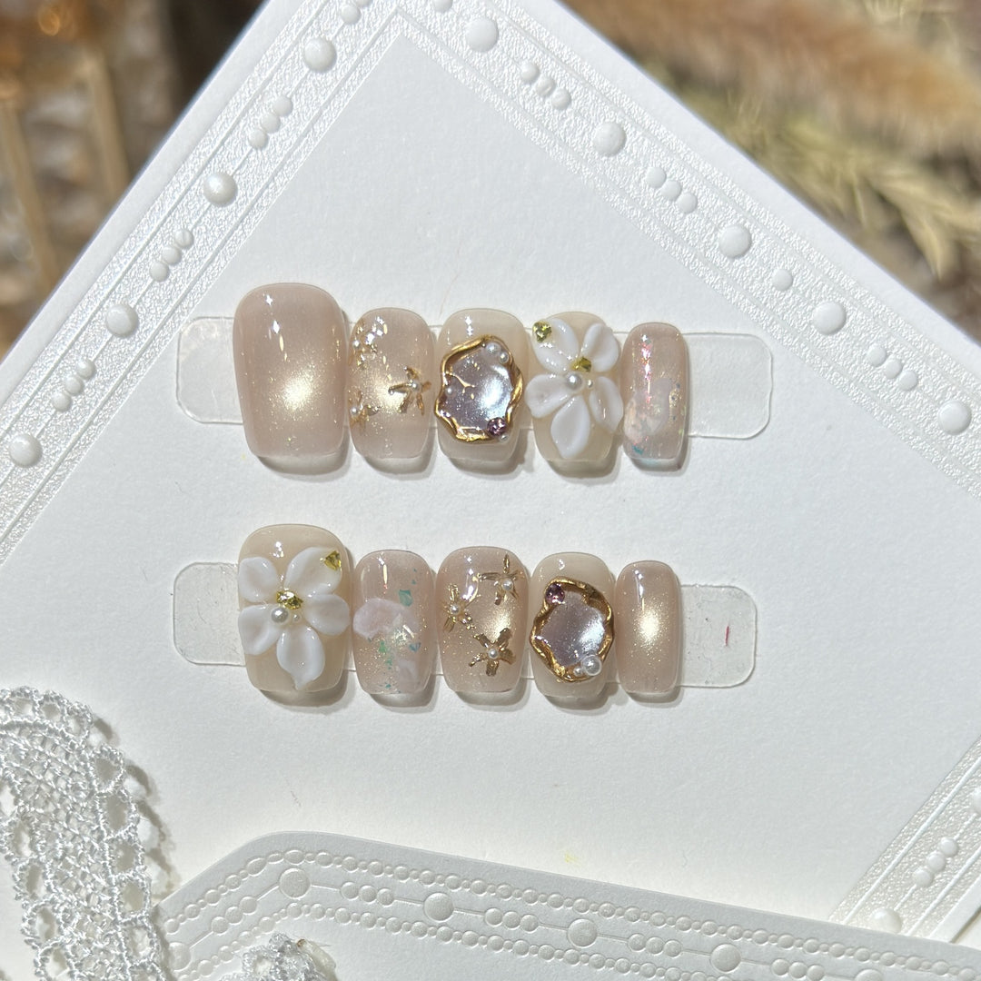 Elegant Floral Press-On Nail Art Set Kalsten