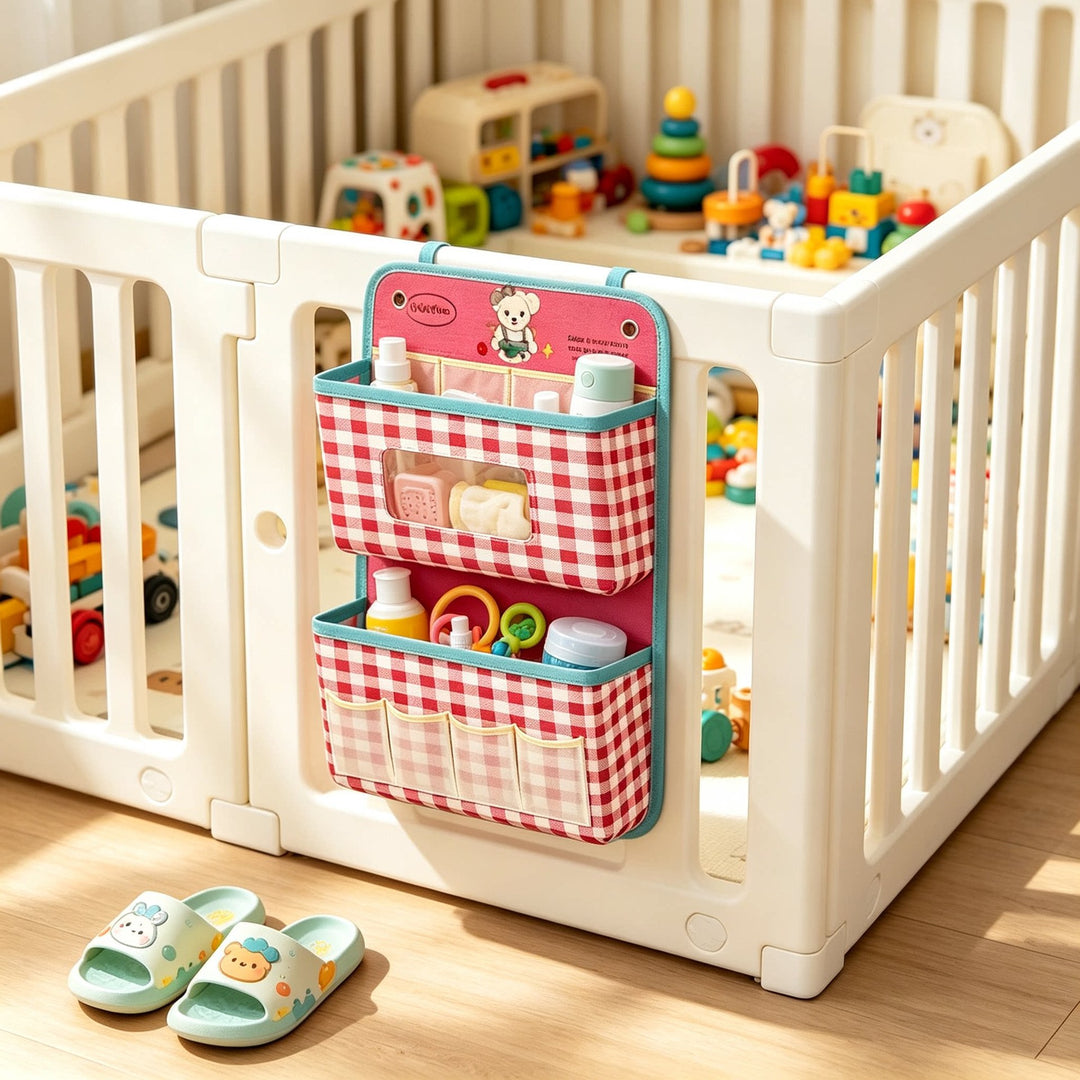 Hanging Three-Tier Fabric Wall Organizer with Front Window and External Pockets