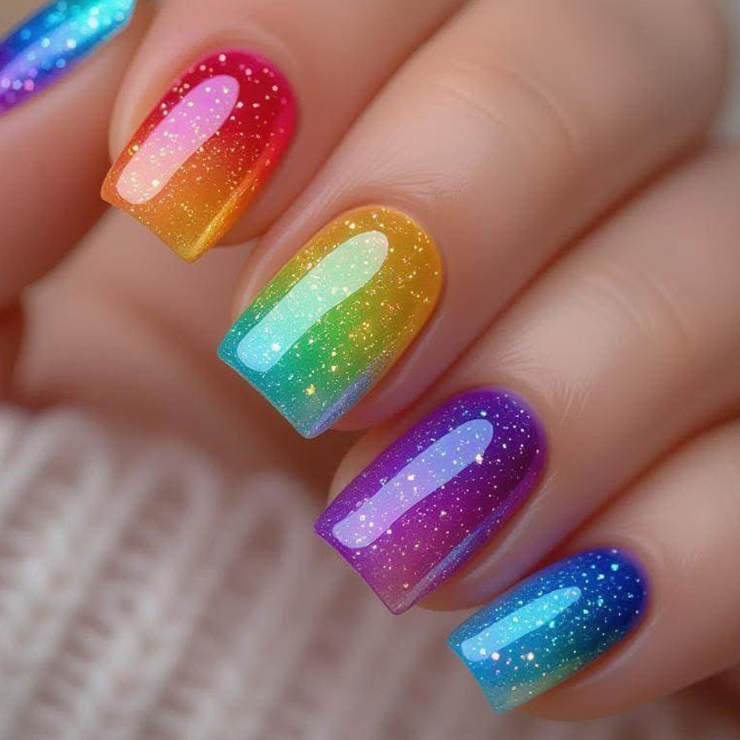Glittering Gradient Acrylic Nail Art Extensions Kalsten