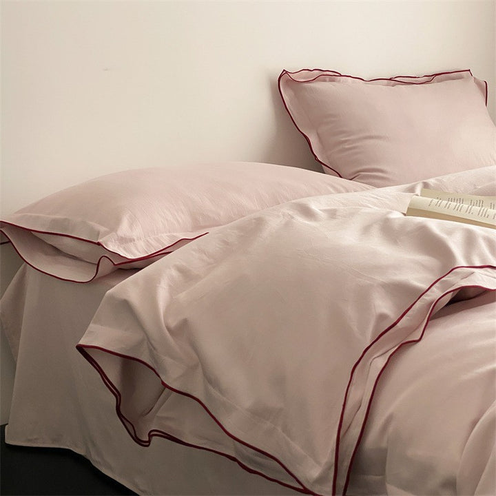 Luxurious satin microfiber bedding set with fine piping