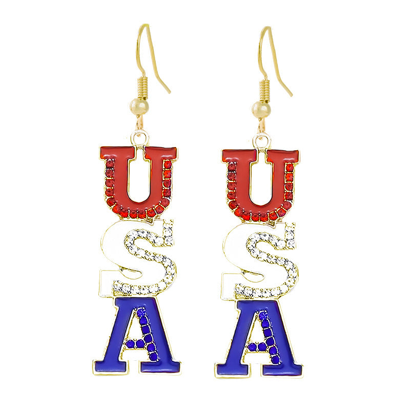 Women's nan patriotic horseshoe enamel dangle earrings with star-accented design and fishhook findings Kalsten