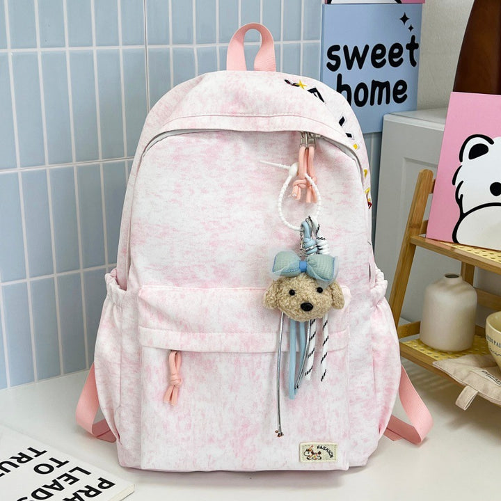 Casual Soft Fabric Backpack with Cute Charm Kalsten