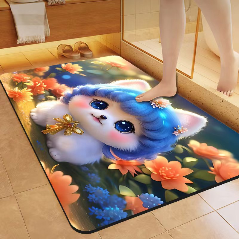Cute Cat-Themed Bath Mat Kalsten