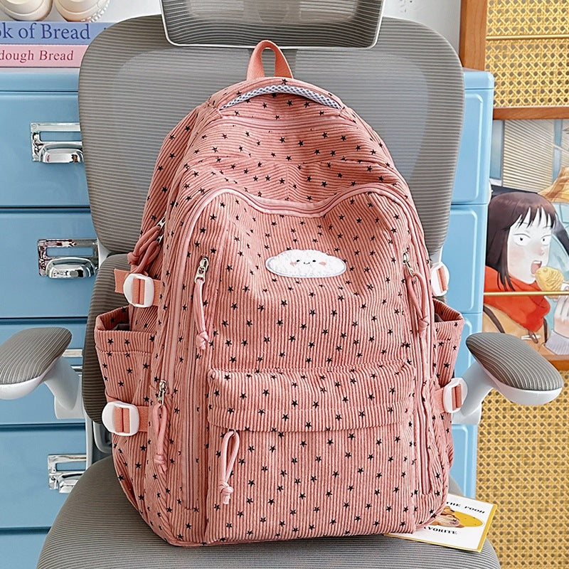 Trendy Star-Embellished Multi-Pocket Backpack Kalsten