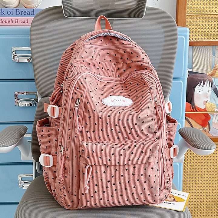 Trendy Star-Embellished Multi-Pocket Backpack Kalsten