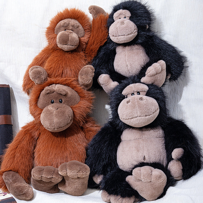 Plush Sitting Gorilla Toy with Long Faux Fur and Soft Bean-Fill Kalsten
