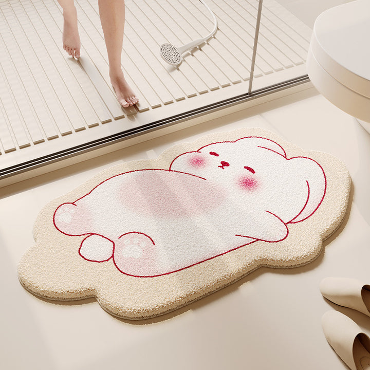 Cute Cartoon Cat-Shaped Bath Mat