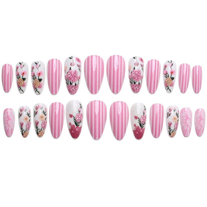 Artificial nail set with floral 3D decorations Kalsten