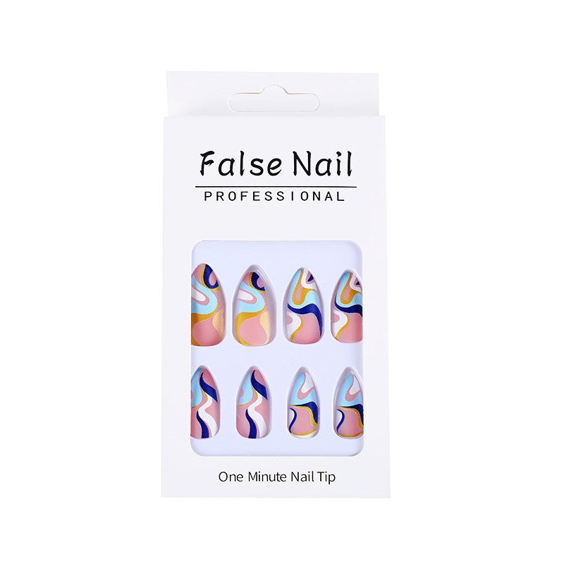 Artificial nails with modern wave-shaped design Kalsten