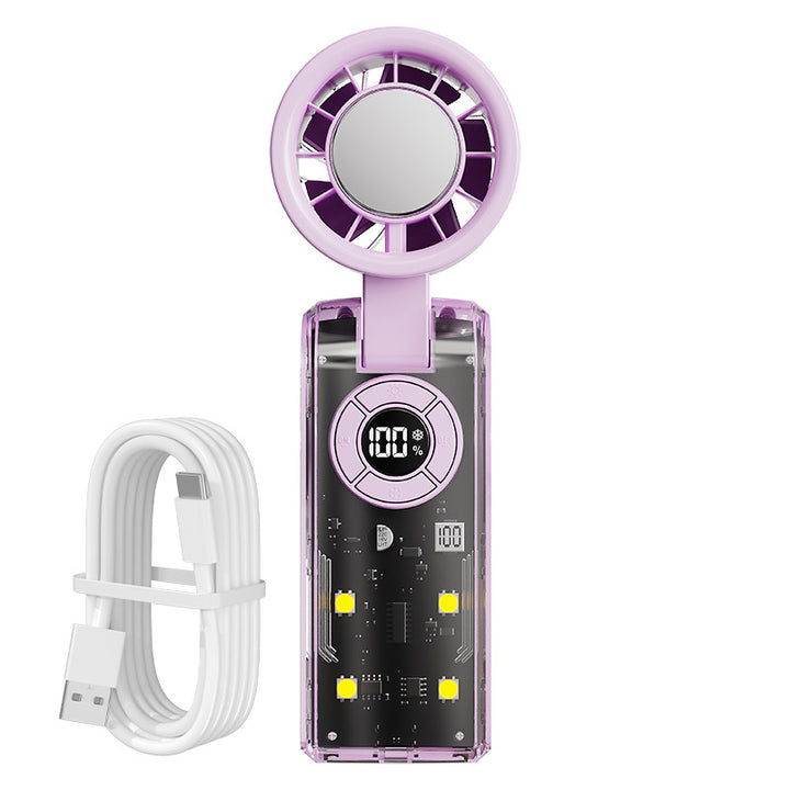 Ladies portable hand fan with integrated power bank Kalsten