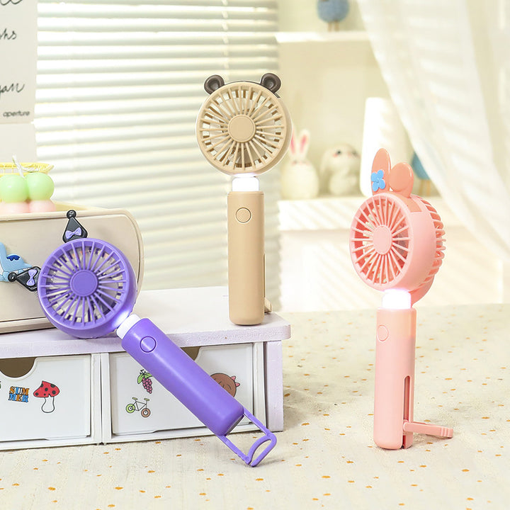 Ladies portable handheld fan with integrated LED light and animal ear design Kalsten