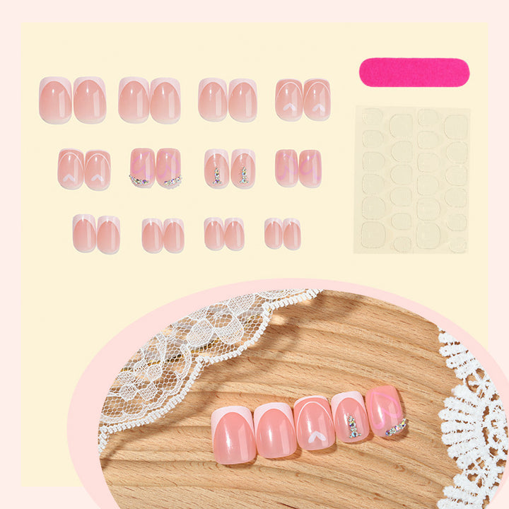 Artificial nail set with glitter and heart motifs Kalsten