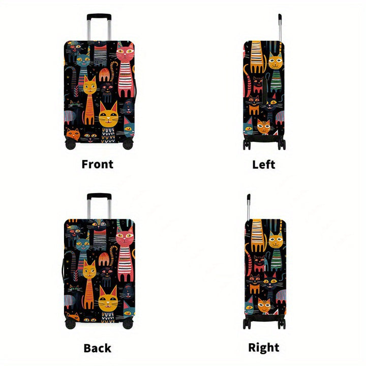 Unisex nan elastic suitcase cover with cartoon cat design stretchable scratch-resistant protective for luggage Kalsten
