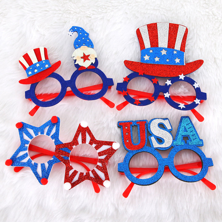 Unisex glitter glasses with USA lettering and round frame party glasses Kalsten