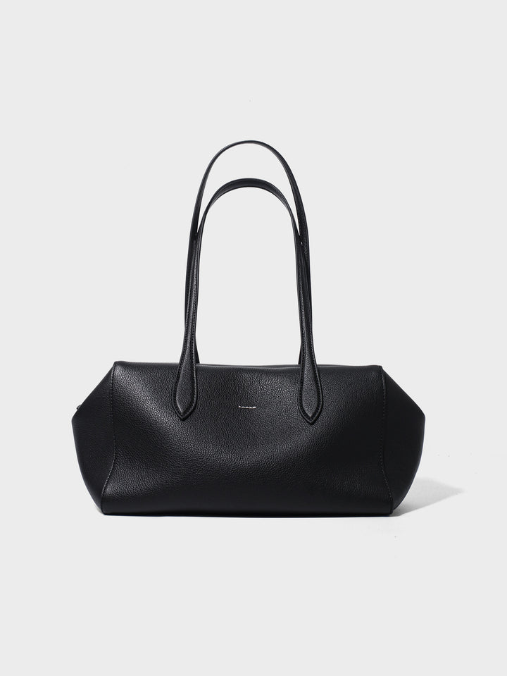 Sculpted Pebbled Grain Hourglass Tote with Extended Double Handles